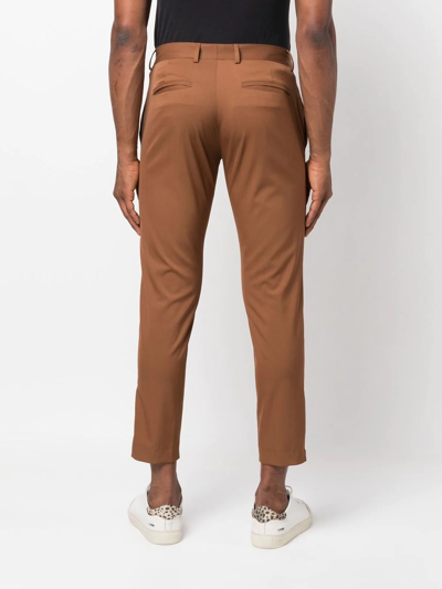 Shop Pt Torino Straight-leg Cropped Trousers In Braun