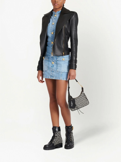 Balmain Button Detail Sleeveless Denim Minidress In Blue
