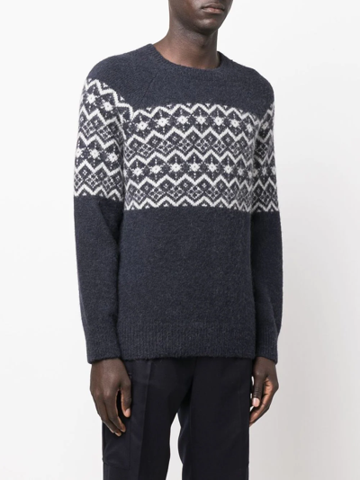 Brunello Cucinelli Intarsia-knit Wool-blend Jumper In Blue