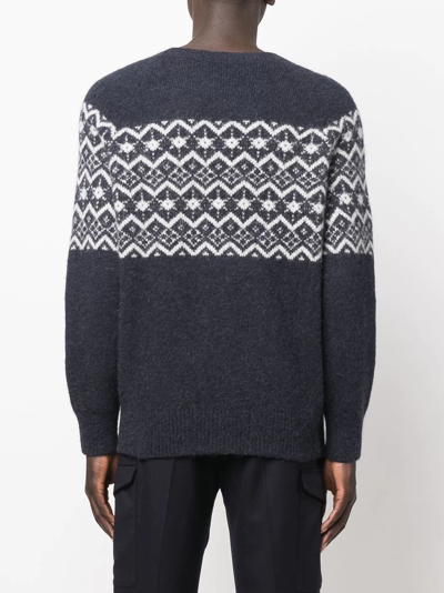 Brunello Cucinelli Intarsia-knit Wool-blend Jumper In Blue