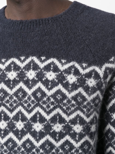 Brunello Cucinelli Intarsia-knit Wool-blend Jumper In Blue