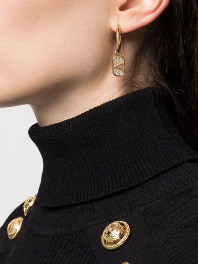 Shop Valentino Vlogo Crystal-embellished Earrings In Gold