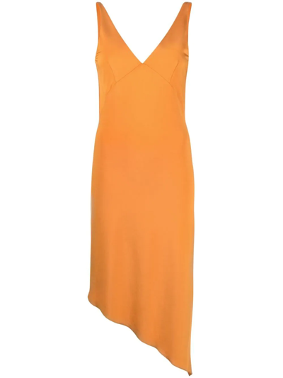 Shop Remain Gosha Asymmetric Sleeveless Dress In Orange
