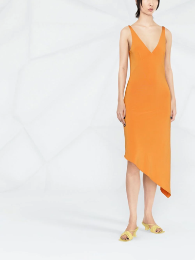 Shop Remain Gosha Asymmetric Sleeveless Dress In Orange