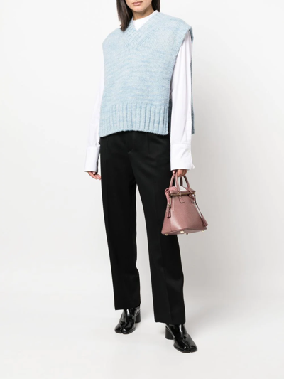 Maison Margiela V-neck Knitted Top In Blue