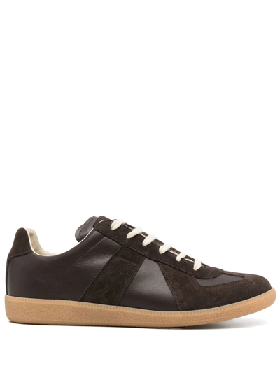 Shop Maison Margiela Replica Low-top Leather Sneakers In Brown