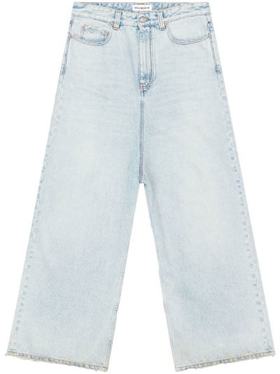 Shop Balenciaga Oversized High-waisted Wide-leg Jeans In Blue