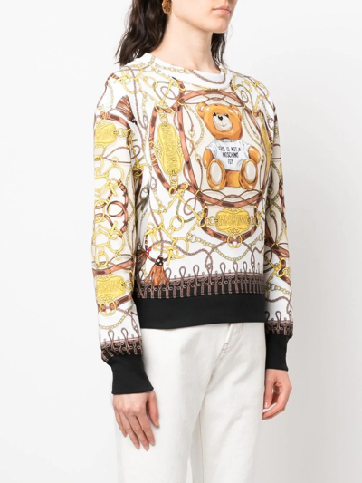 Shop Moschino Teddy Bear Logo-print Sweatshirt In Weiss