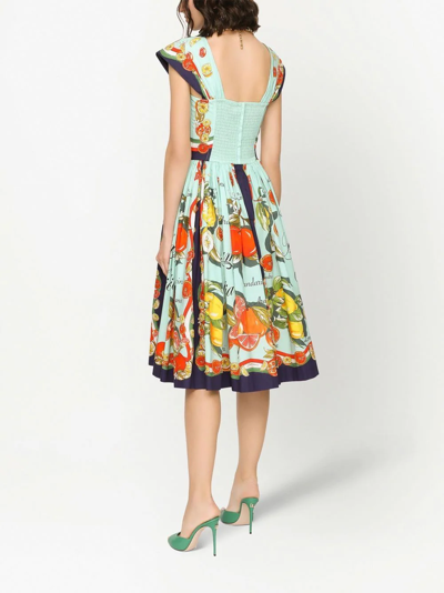 Shop Dolce & Gabbana Fruit-print A-line Dress In Green