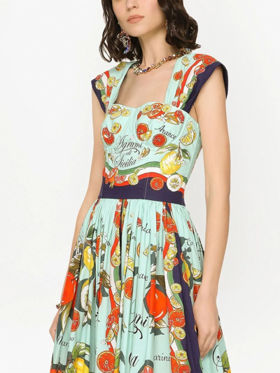 Shop Dolce & Gabbana Fruit-print A-line Dress In Green