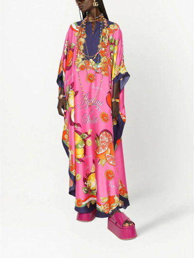 Shop Dolce & Gabbana Fruit-print Kaftan In Pink