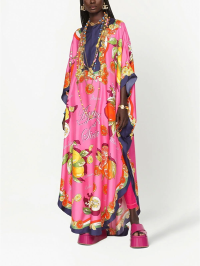 Shop Dolce & Gabbana Fruit-print Kaftan In Pink