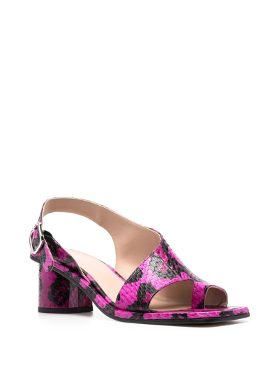 Shop Scarosso Jill Snakeskin-effect Sandals In Pink