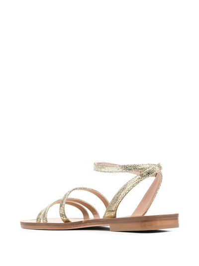 Shop Scarosso Sarah Leather Sandals In Yellow