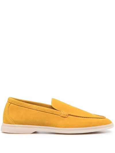 Shop Scarosso Suede Slip-on Loafers In Yellow