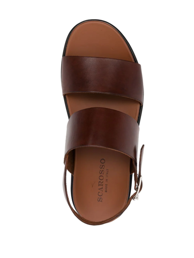 Shop Scarosso Antonio Slingback Leather Sandals In Brown