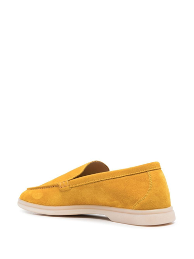 Shop Scarosso Suede Slip-on Loafers In Yellow