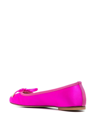 Shop Scarosso Carla Bow-detail Ballerina Shoes In Pink
