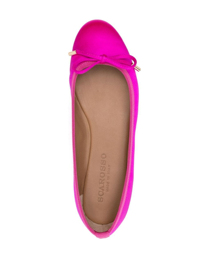 Shop Scarosso Carla Bow-detail Ballerina Shoes In Pink