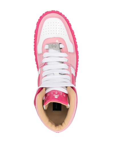 Shop Philipp Plein Skull High-top Sneakers In Pink