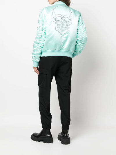 Philipp Plein Oversized Bomber Jacket In Blue