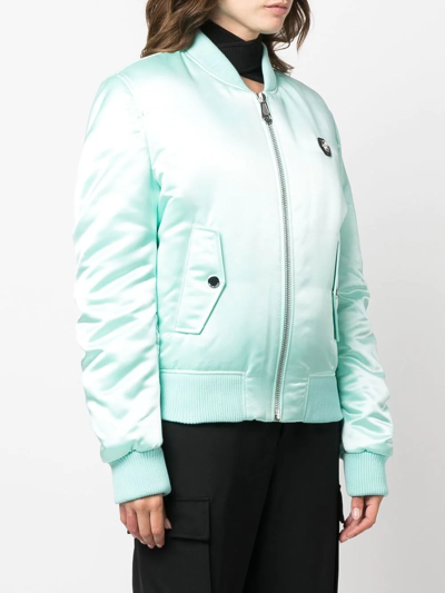 Philipp Plein Oversized Bomber Jacket In Blue