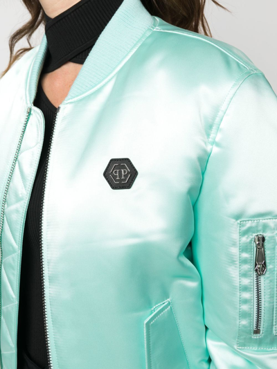 Philipp Plein Oversized Bomber Jacket In Blue