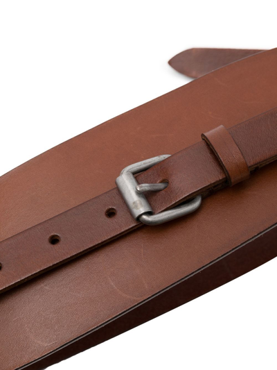 Shop Dondup Layered Leather Belt In Brown