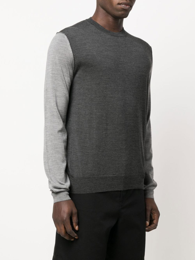 Shop Loewe Two-tone Fine-knit Wool Jumper In Grey
