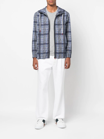 Shop Kiton Checked Cotton Jacket In Blue