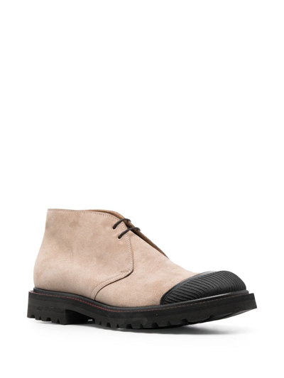 Shop Kiton Lace-up Suede Desert Boots In Neutrals