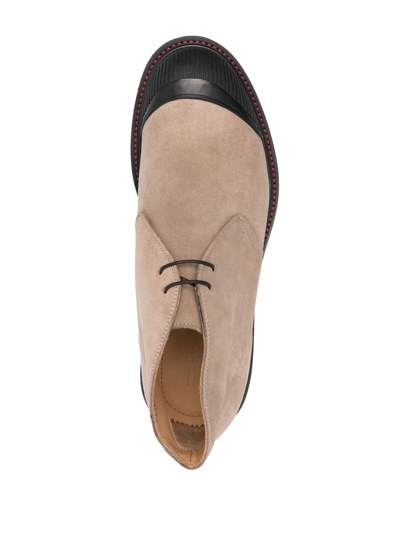 Kiton Lace-up Suede Desert Boots In Neutrals