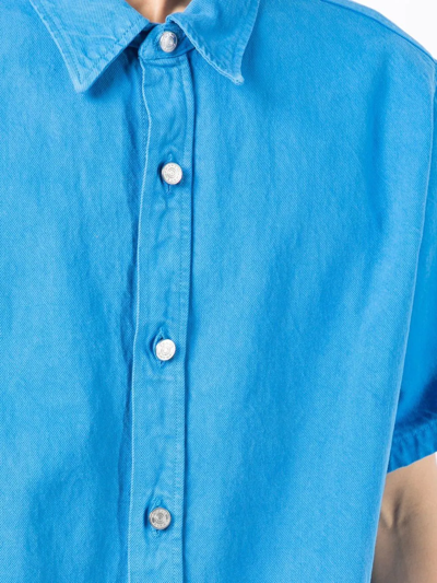 Shop Frame Short-sleeved Denim Shirt In Blue