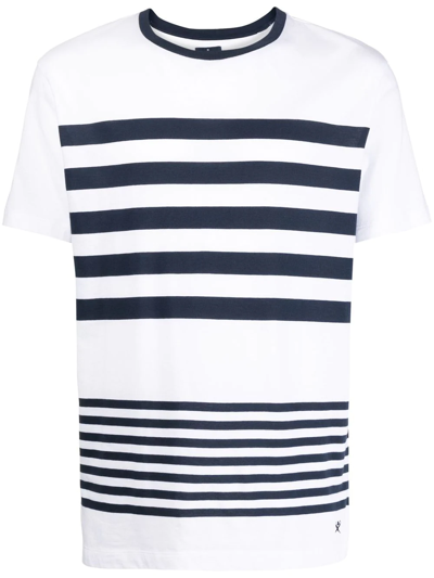 Shop Hackett Striped Crew-neck T-shirt In White