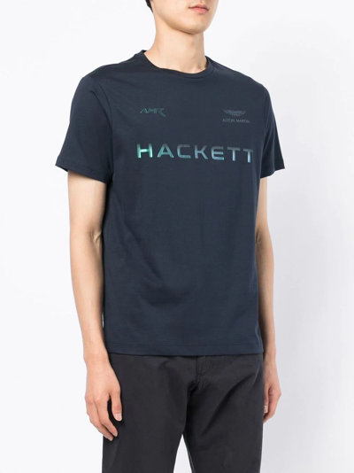 Shop Hackett Logo-print T-shirt In Blue