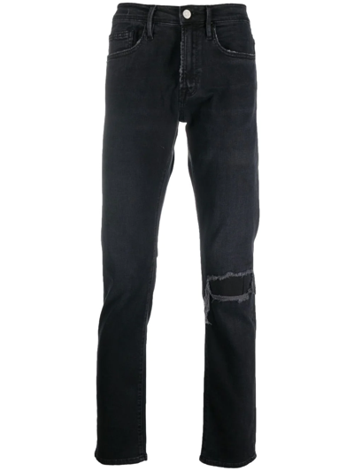 Shop Frame Straight-leg Distressed Jeans In Schwarz