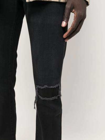 Shop Frame Straight-leg Distressed Jeans In Schwarz