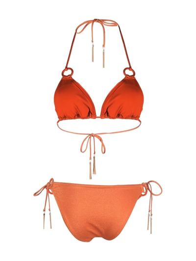 Shop Zimmermann Metallic Halterneck Bikini In Orange