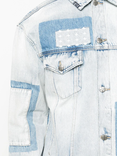 Shop Ksubi Patchwork-design Denim Jacket In Blau