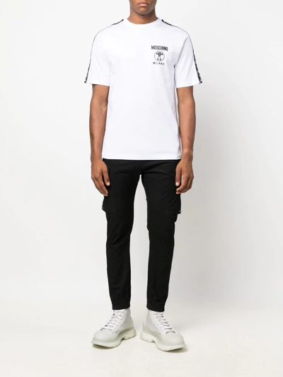 Moschino Logo-tape Short-sleeve T-shirt In Weiss