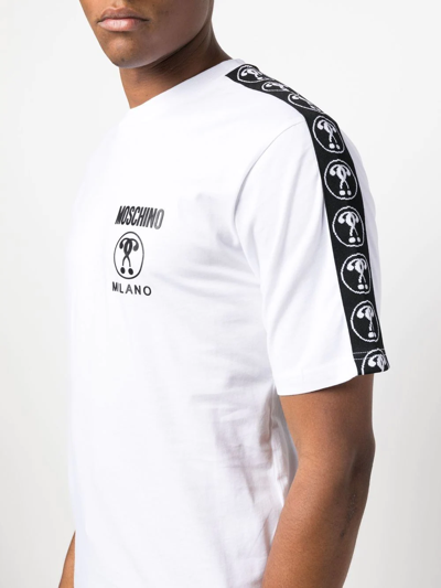 Moschino Logo-tape Short-sleeve T-shirt In Weiss