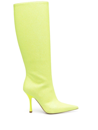 Shop Liu •jo Glitter Pointed-toe Boots In Gelb