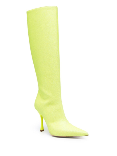 Shop Liu •jo Glitter Pointed-toe Boots In Gelb