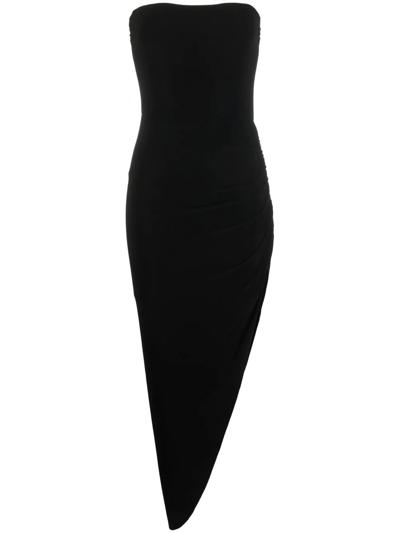 Shop Norma Kamali Strapless Asymmetric Bodycon Dress In Schwarz