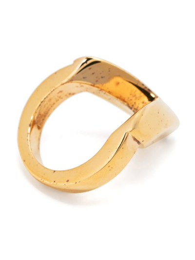 Shop Bottega Veneta V Signet Ring In Gold