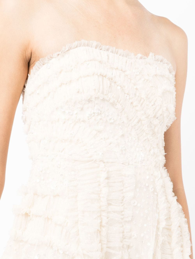 Shop Needle & Thread Ruffled-detail Sleeveless Dress In Nude