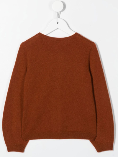 Bonpoint Button-fastening Cardigan In Orange