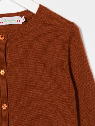 Bonpoint Button-fastening Cardigan In Orange