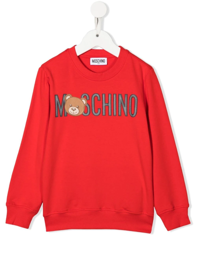 Shop Moschino Logo-print Cotton Sweatshirt In Red
