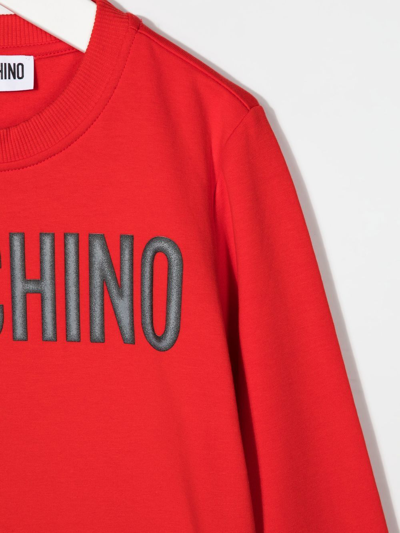 Shop Moschino Logo-print Cotton Sweatshirt In Red
